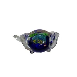 Cobalt Blue Glass Sea Turtle Paper Weight